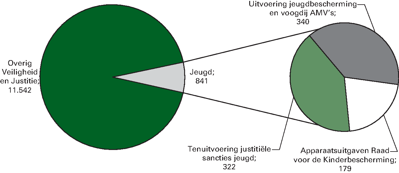 Realistatie begrotingsuitgaven Veiligheid en Justitie 					 € 12.383 miljoen Art. 35 Jeugd 6.8%