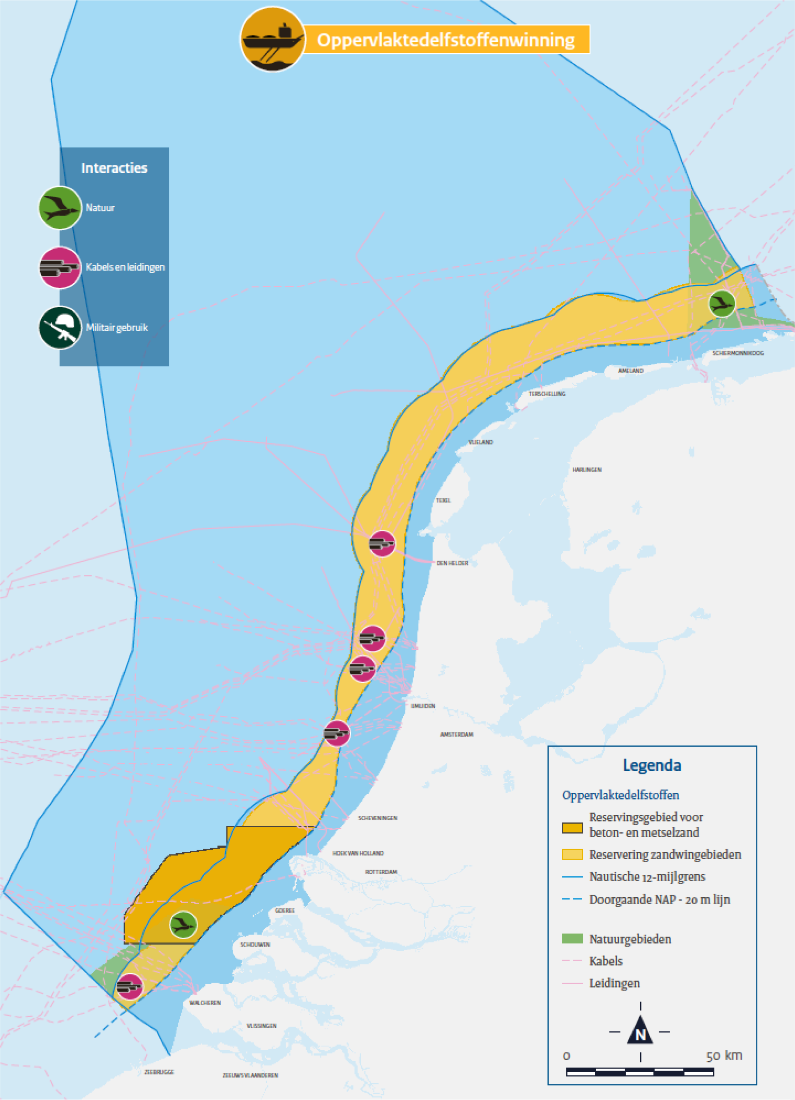 Figuur 11 Zonering oppervlaktedelfstoffenwinning met indicatie interacties