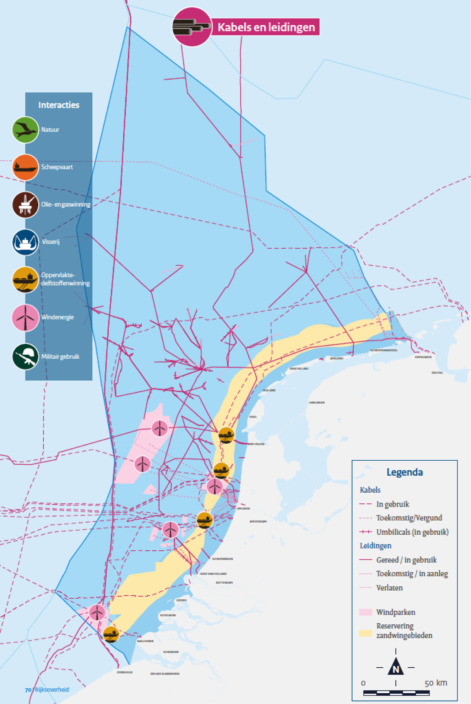 Figuur 15 Overzicht kabels- en leidingen met indicatie interacties