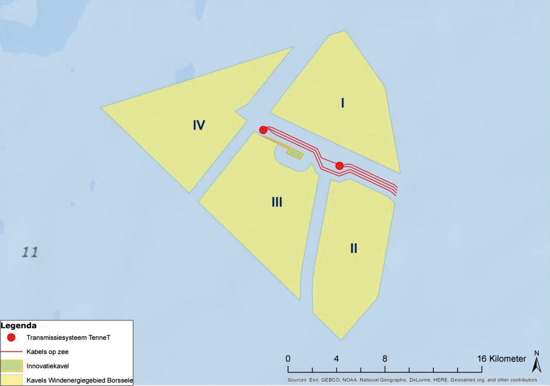 Figuur 3. Schematische verkaveling van windenergiegebied Borssele1 