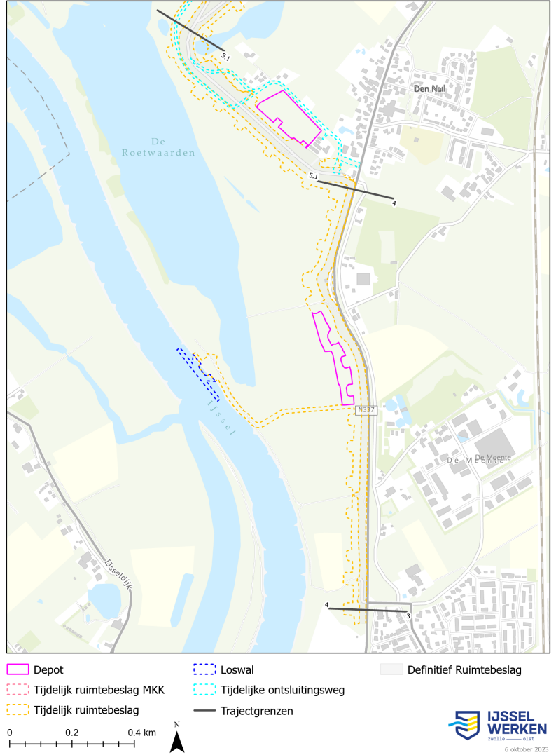 Afbeelding 6-12: Tijdelijk ruimtebeslag dijkmodule Zuid 2