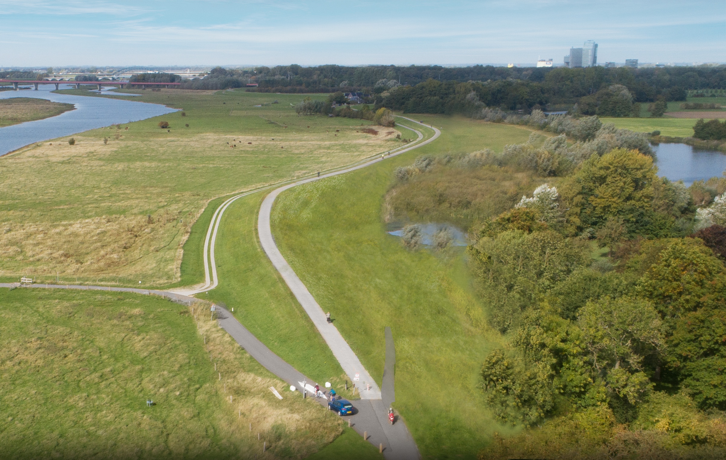 Afbeelding 5-66: Impressie van de situatie na de dijkversterking dijkmodule Noord 1 (ansicht)