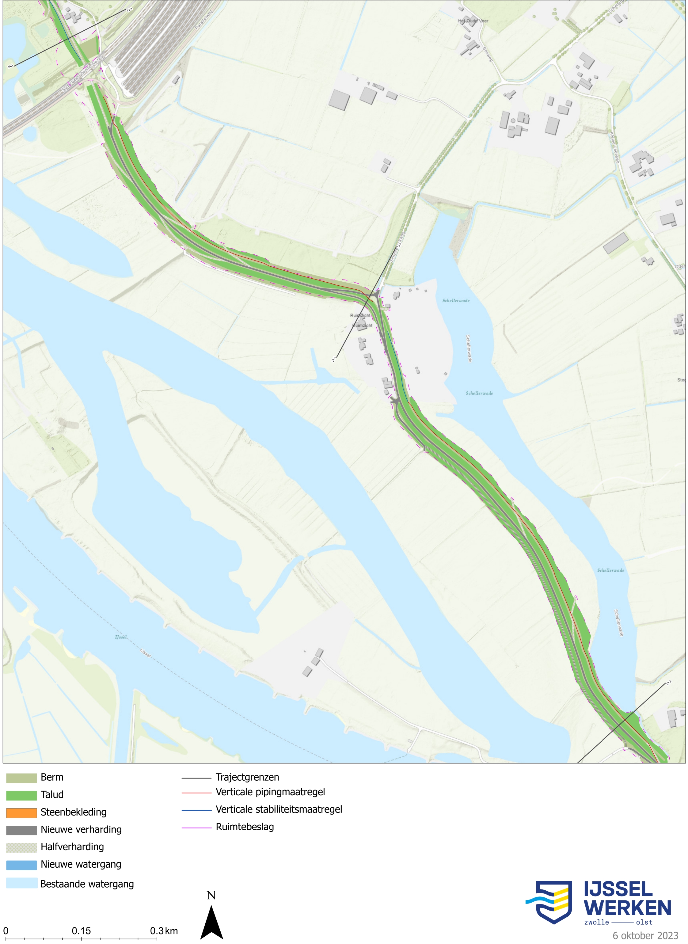 Afbeelding 5‑65: Dijkversterkingsontwerp dijkmodule Noord 1