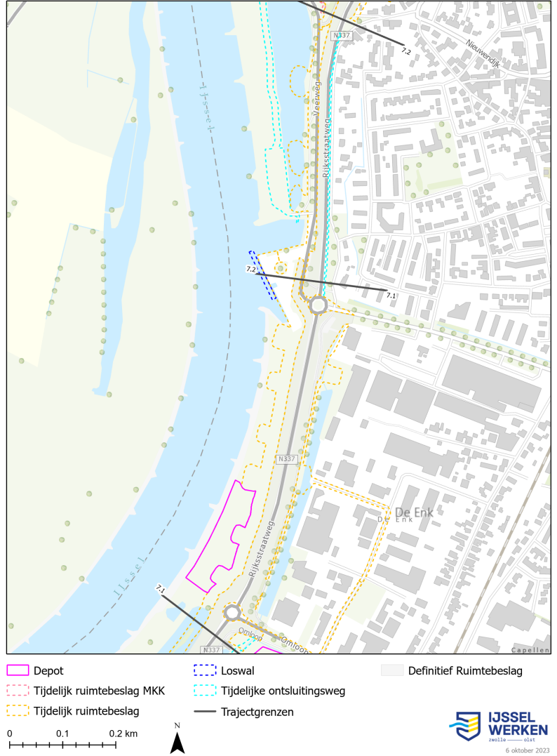 Afbeelding ‎6-14 Tijdelijk ruimtebeslag dijkmodule Midden-Zuid 1 (bijlage 9.2 Kaartenboek)