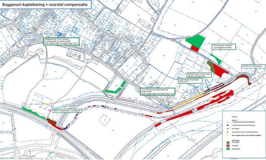 Figuur 7.8 Kaptekening en voorstel compensatie