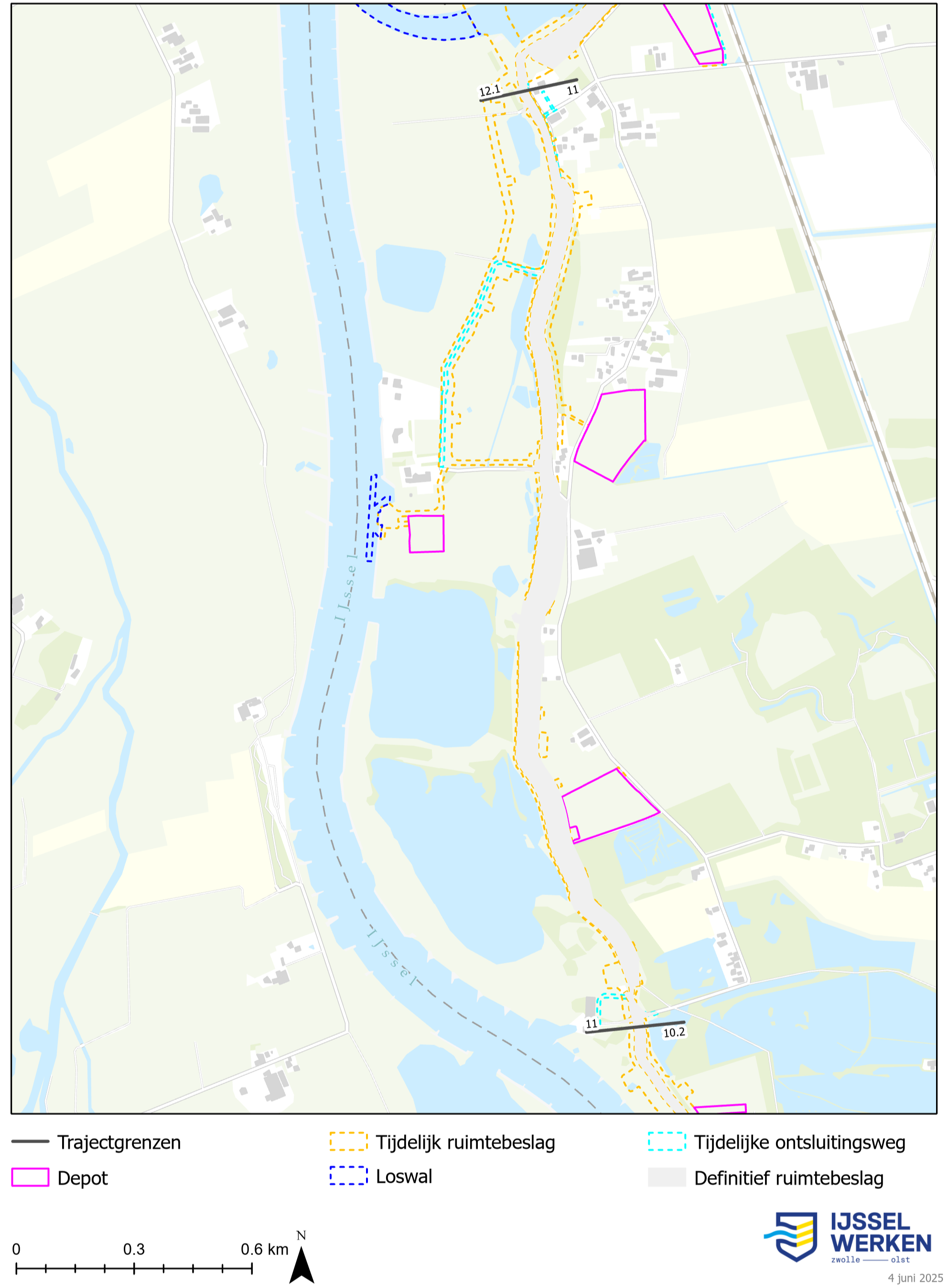 Afbeelding 6-17 Tijdelijk ruimtebeslag dijkmodule Midden-Noord 1 (bijlage 9.2 Kaartenboek)