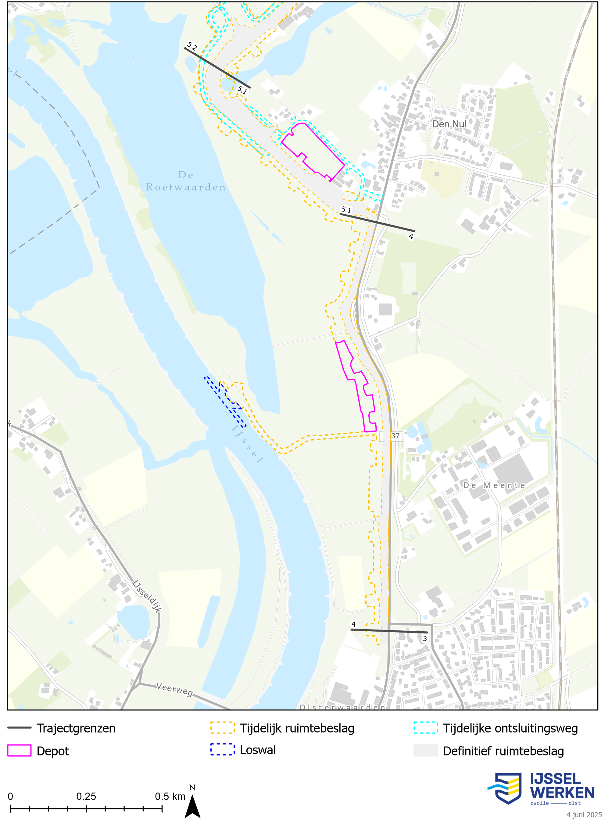 Afbeelding 6-12: Tijdelijk ruimtebeslag dijkmodule Zuid 2