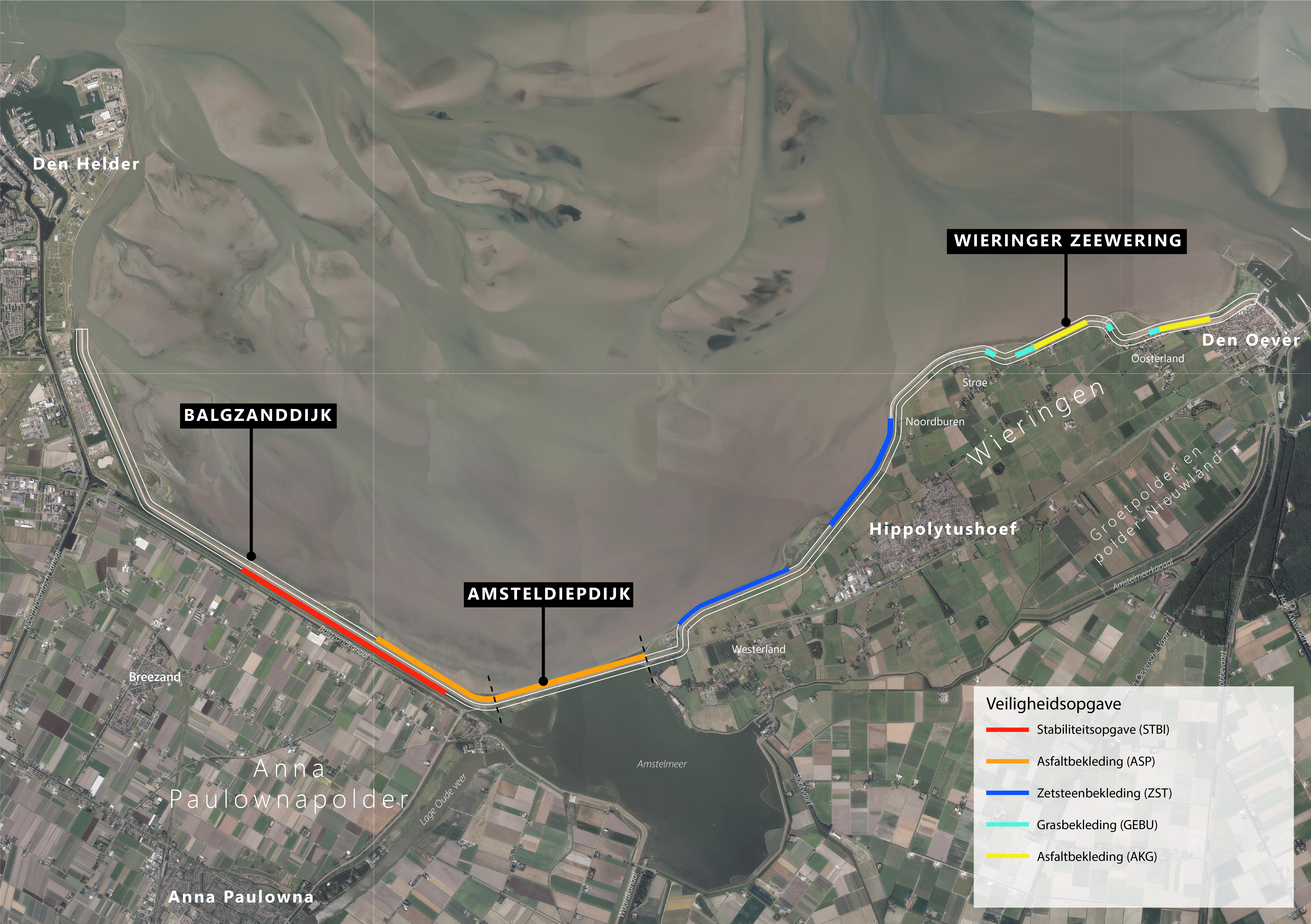 Op deze afbeelding is een overzicht opgenomen van de veiligheidsopgave per deeltraject.
