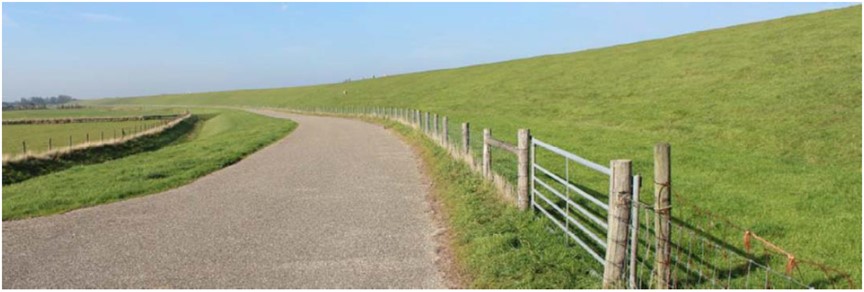Een weergave van de Wieringer Zeewering in de huidige situatie aan de binnenzijde.