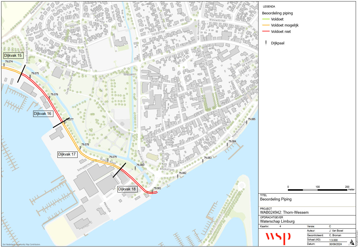 Tekening van dijksectie 3 inclusief legenda van de verschillende onderdelen