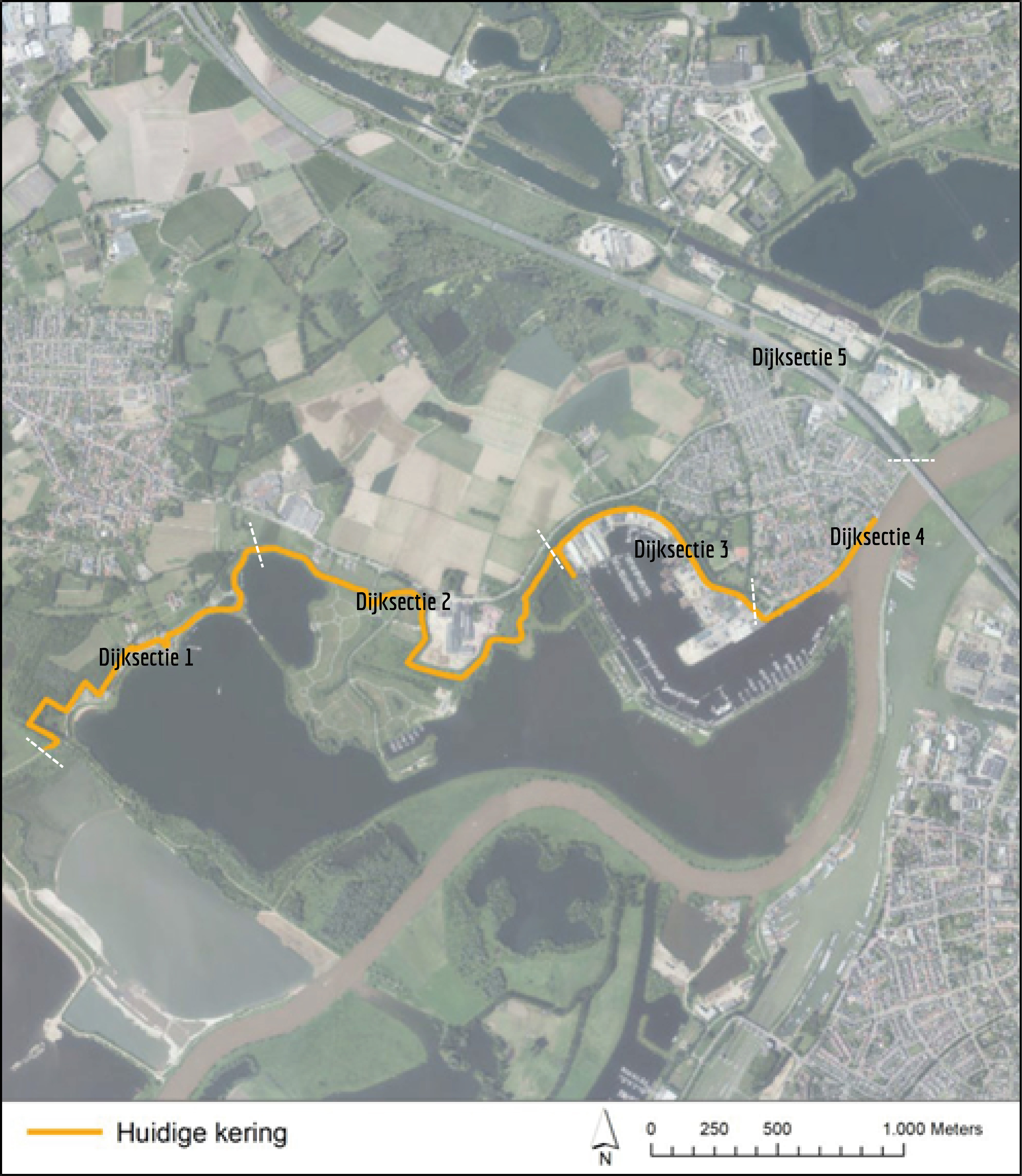 Kaart van het Dijktraject Thorn-Wessem