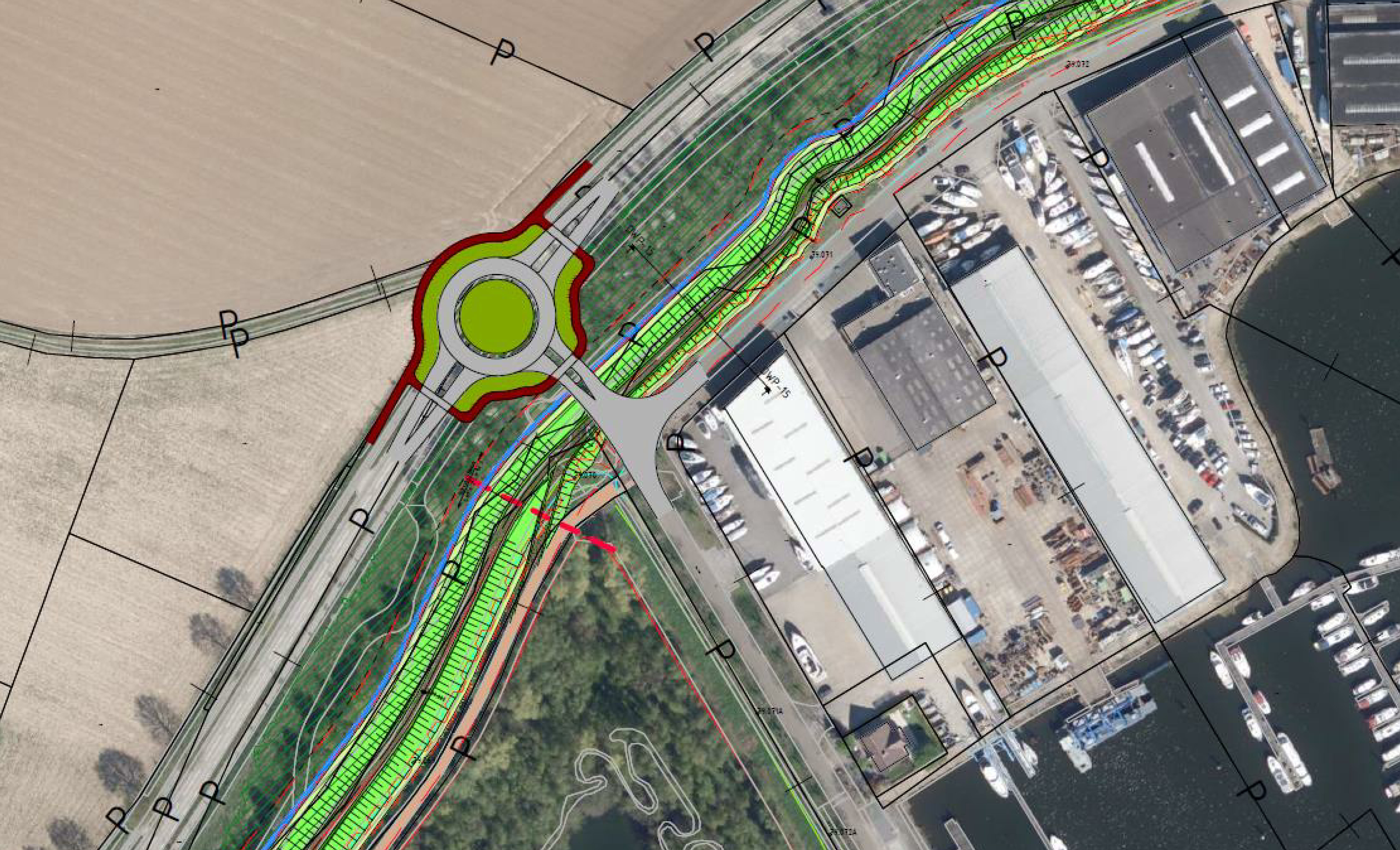Ontwerp/tekening van de meekoppelkans nieuwe ontsluiting Nautische Boulevard/ Waage Naak
