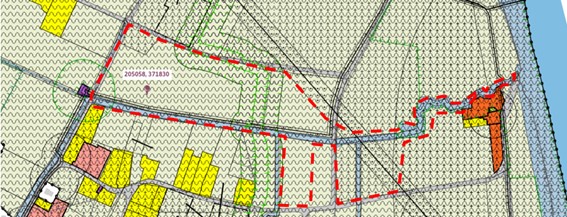 Figuur 3: Uitsnede bestemmingsplan Buitengebied Peel en Maas met projectgrens in rood