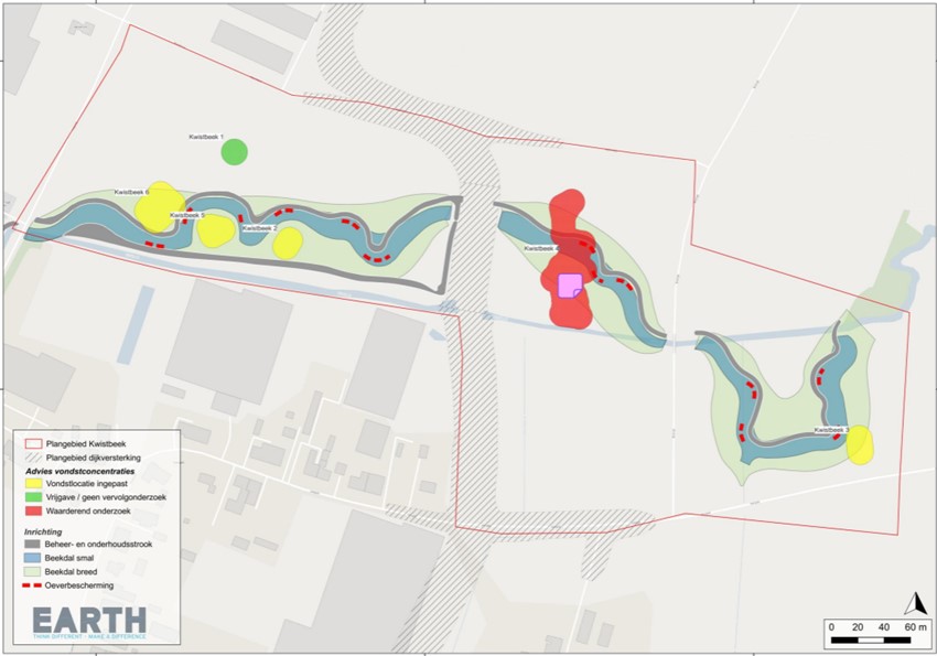 Figuur 18: Ligging vondstlocaties en geplande inrichting
