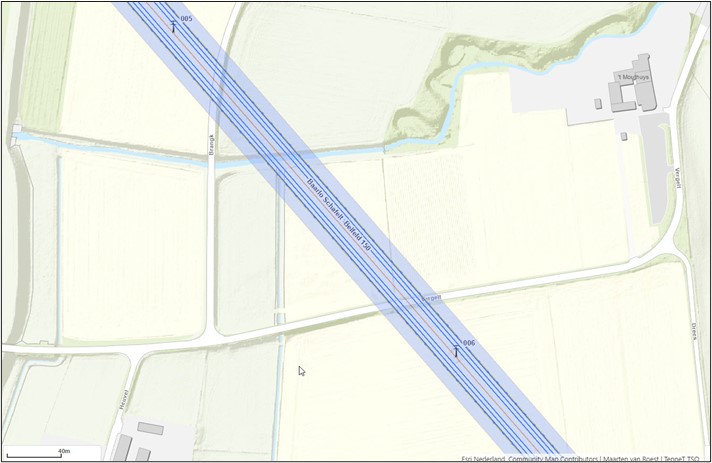 Figuur 8: Hoogspanningsverbinding Baarlo Schafelt - Belfeld (BLOS-BLEF150 (M5-6))