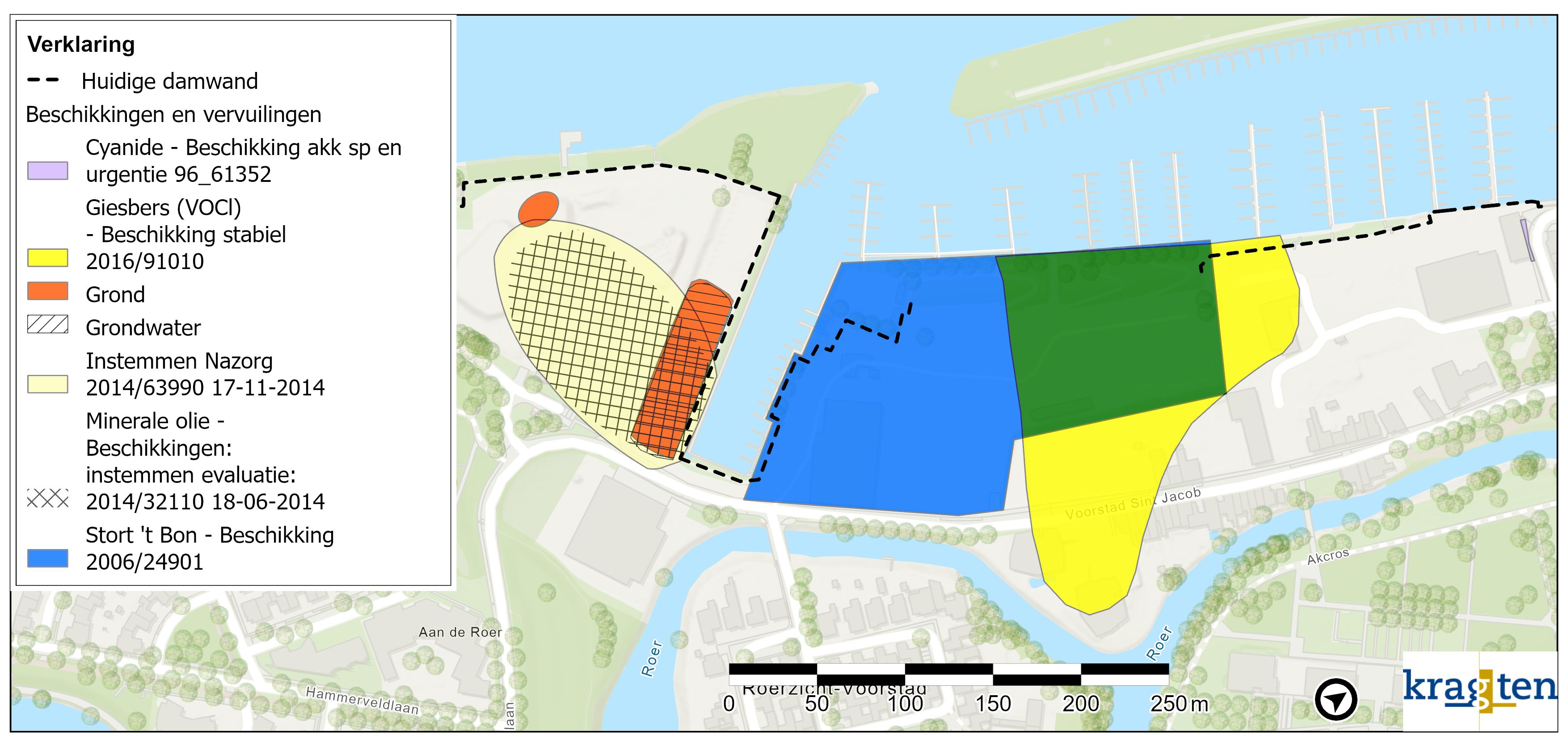 Figuur 6: Locaties van vervuilingen (bodem en grondwater) en beschikkingen.
